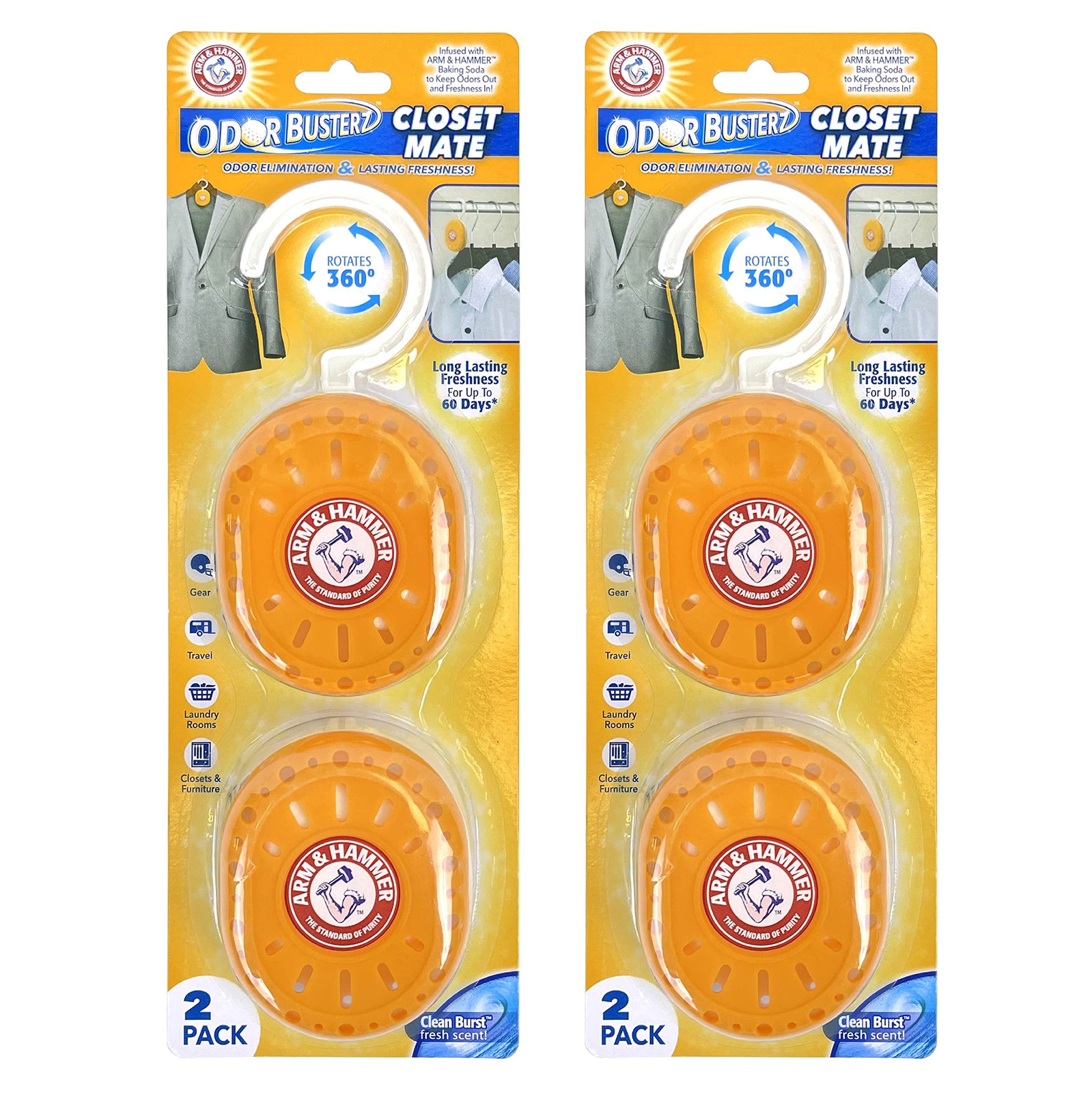 Arm & Hammer Odor Busterz Closet 1 Ounce (Pack of 4), Orange – Mate