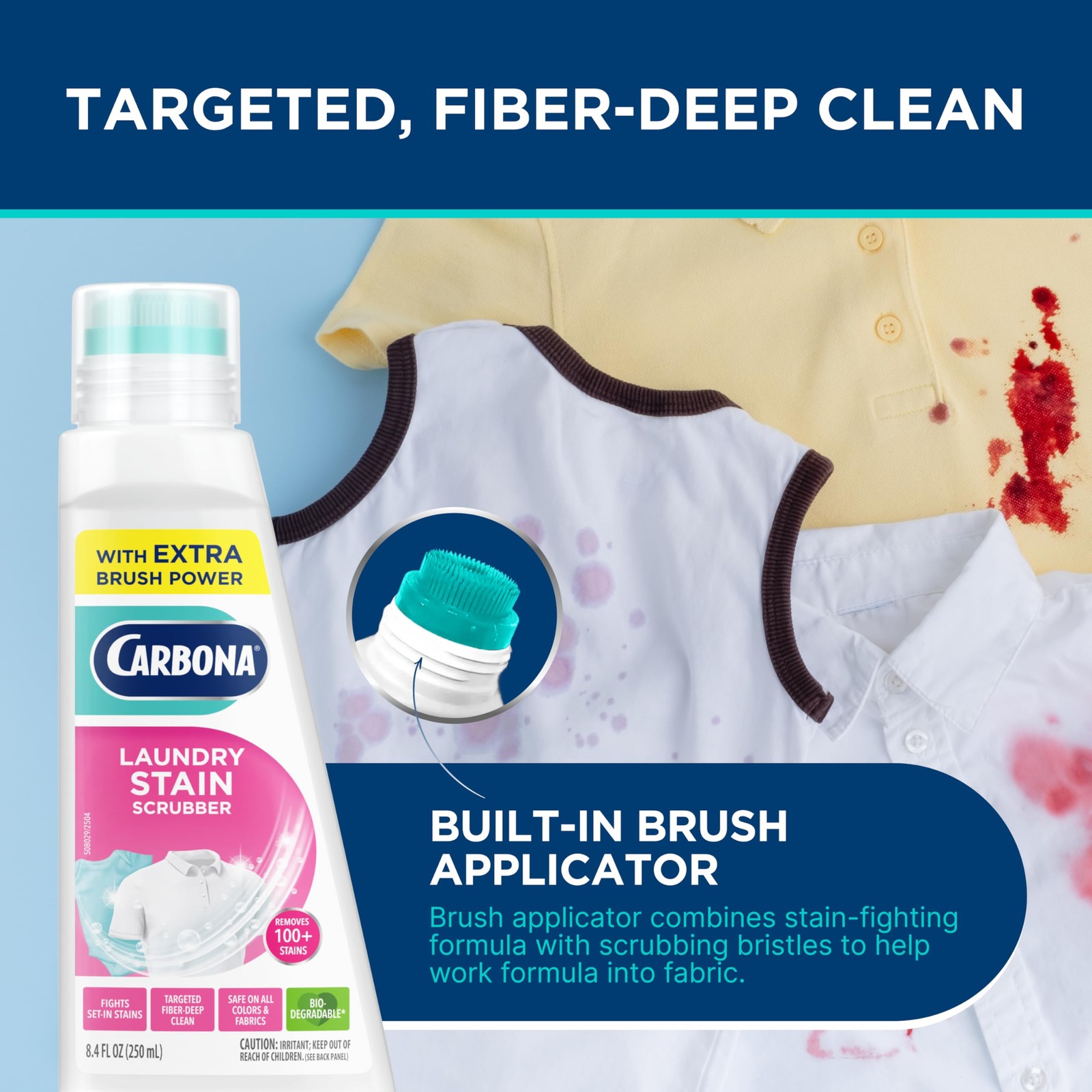 Carbona Laundry Stain Scrubber | Bio-Enzyme Stain Remover | Eliminates Fat,