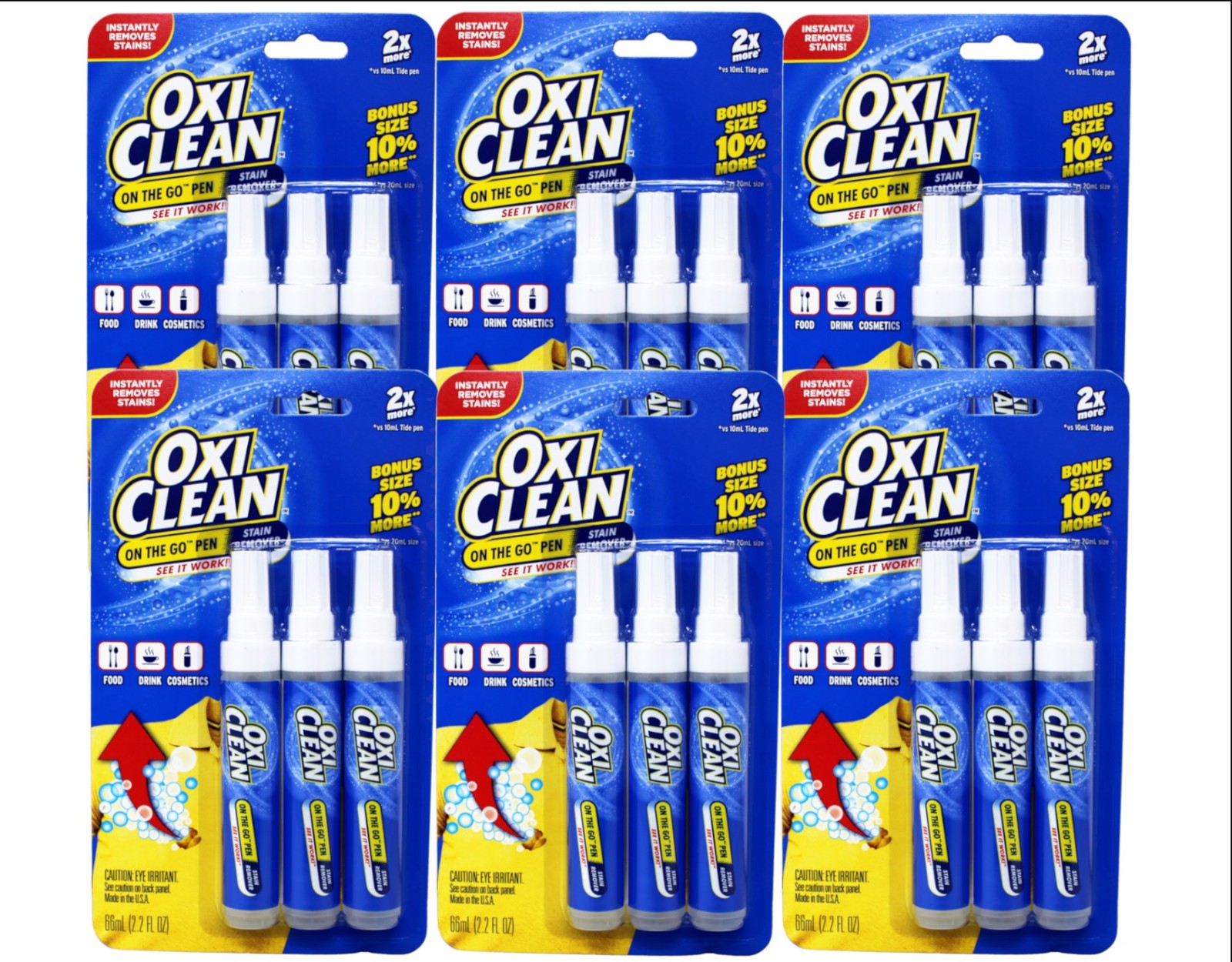 6 Pack OxiClean On The Go Stain Remover Pen Instant Stain Removal Stick 3-Count