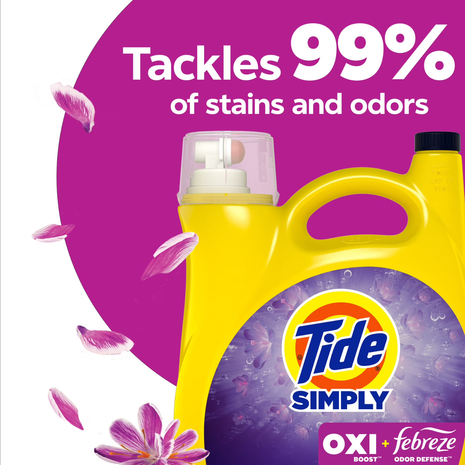 Tide Simply Oxi Boost Laundry Detergent Sunny Breeze 129 fl oz 96 Loads, 3 Pack