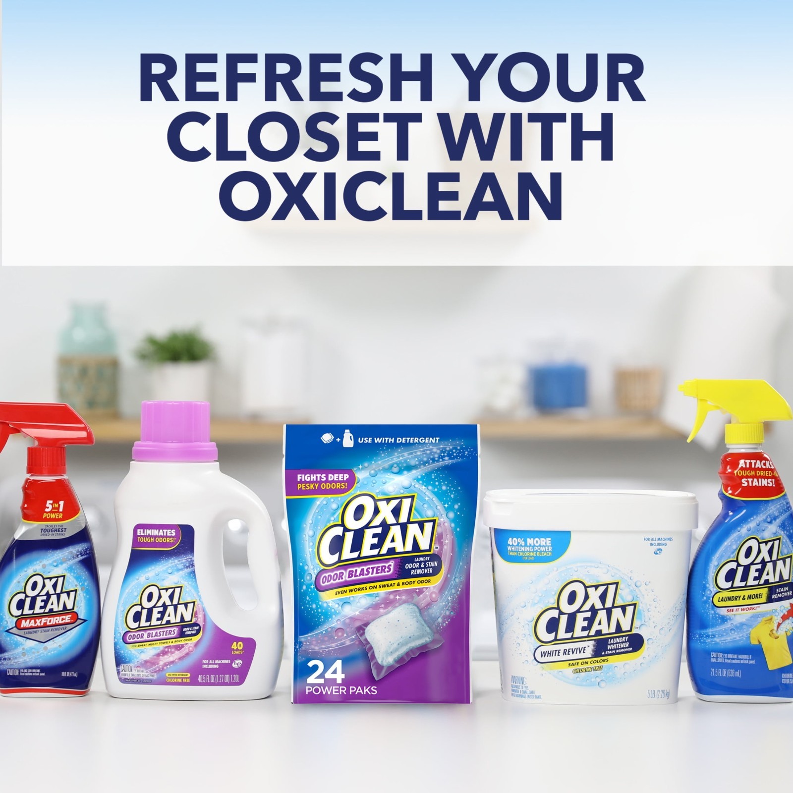 3 PK OxiClean Odor Blasters Laundry Stain Remover Power Paks, 24 Ct, Booster Pod