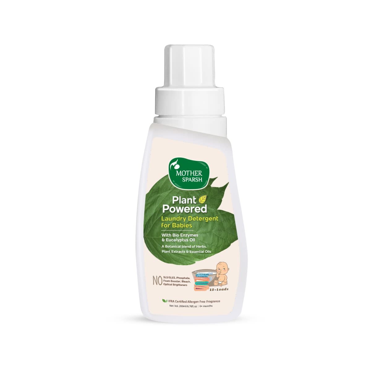 Mother Sparsh Plant Powered Baby Liquid Laundry Detergent-200ml With Bioenzymes