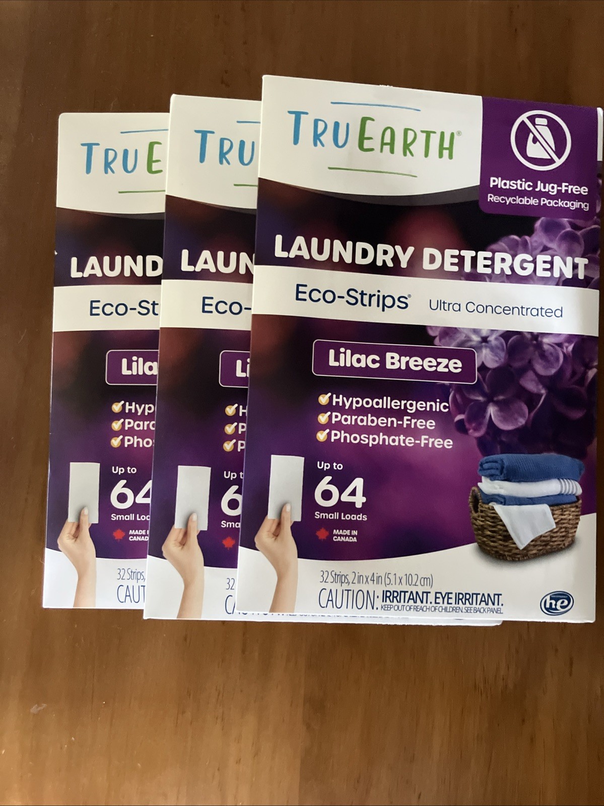 Set Of 3 Packs Tru Earth Eco-Strips Laundry Detergent 32 Strips Each Pack