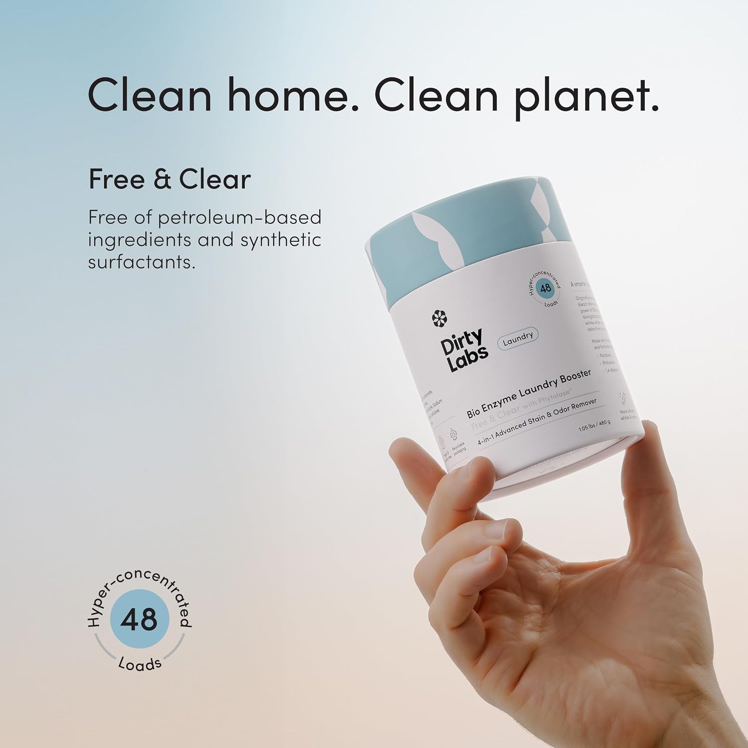 Scent Free | Enzyme Laundry Booster | 48 Loads 1 lb | Hyper Concentrated | H…