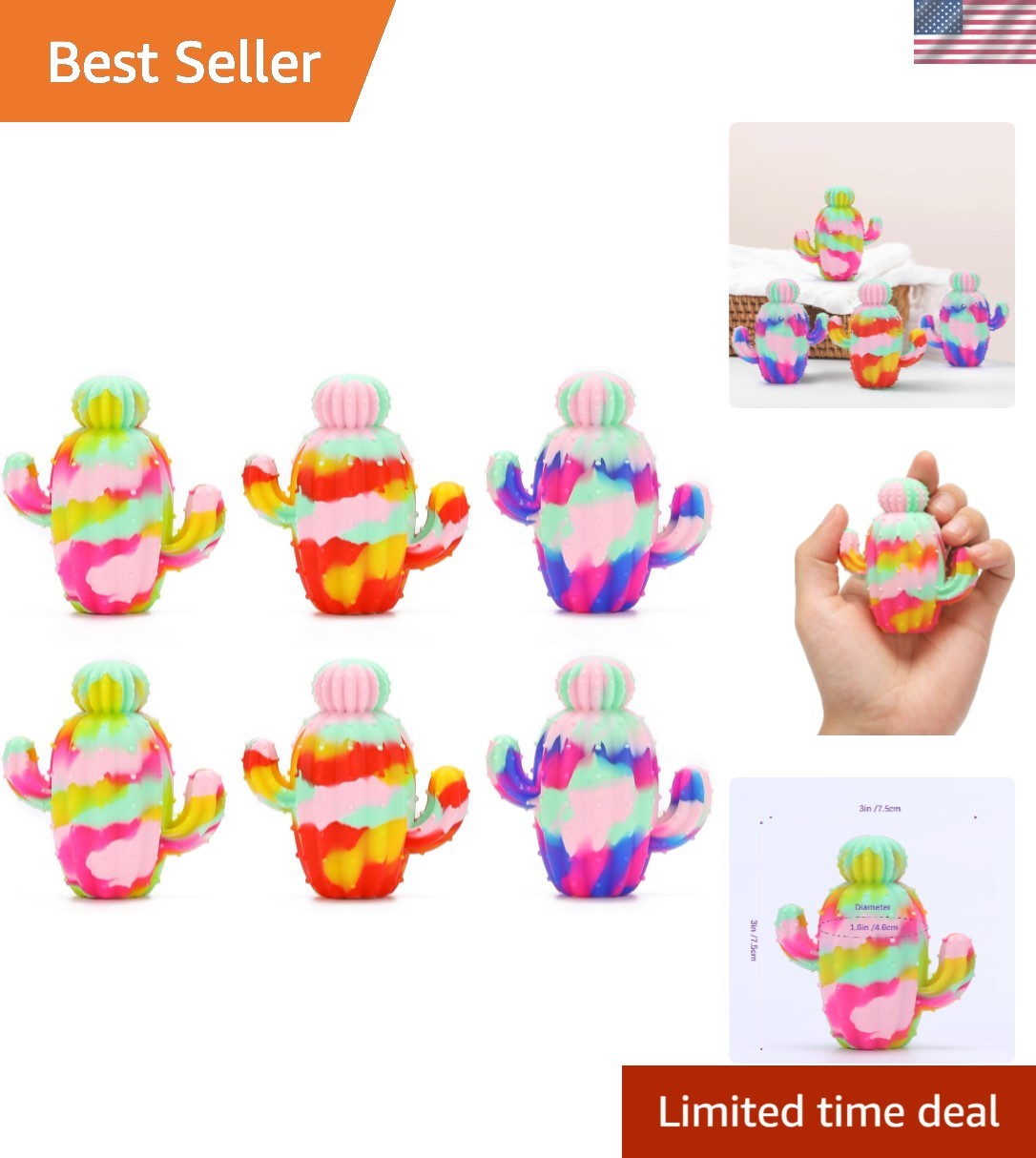 Cute Cactus Shape Reusable Silicone Dryer Balls – Reduces Drying Time & Static