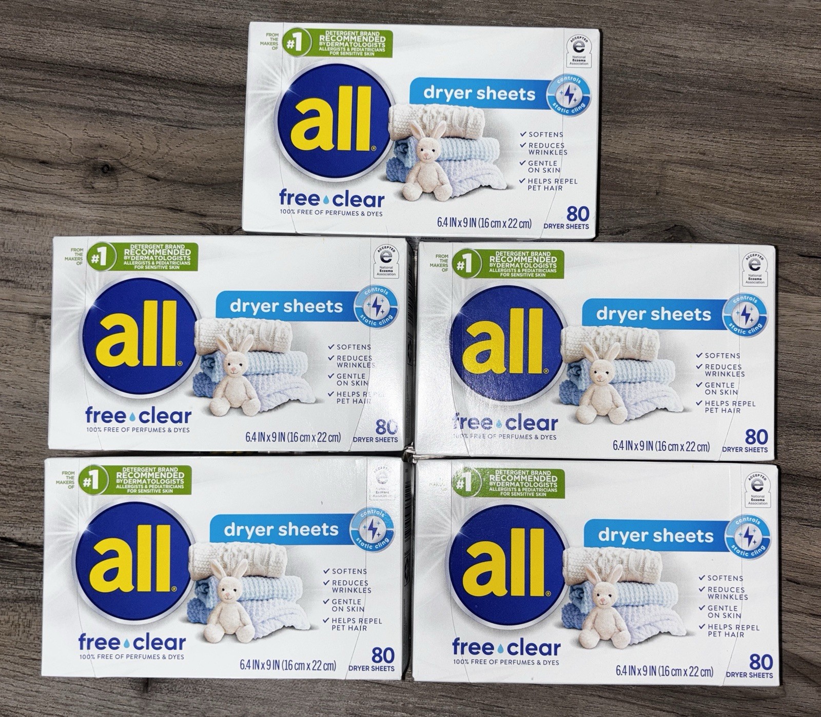 all Free Clear Fabric Softener Dryer Sheets Sensitive Skin 80 Count 5pk