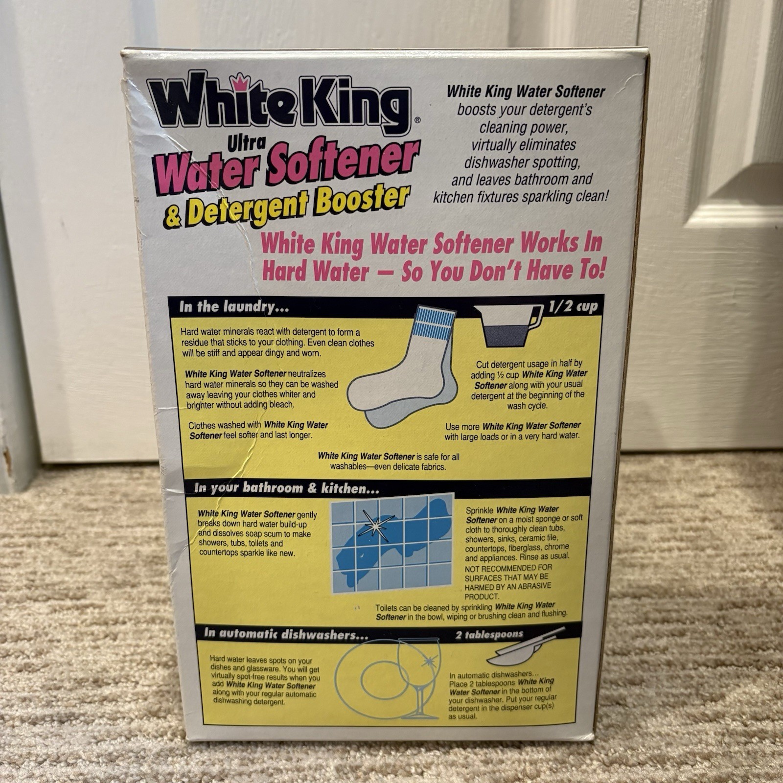 Vintage White King Ultra Water Softener-Powder Opened Box 4.81lb 77oz – 80% Full