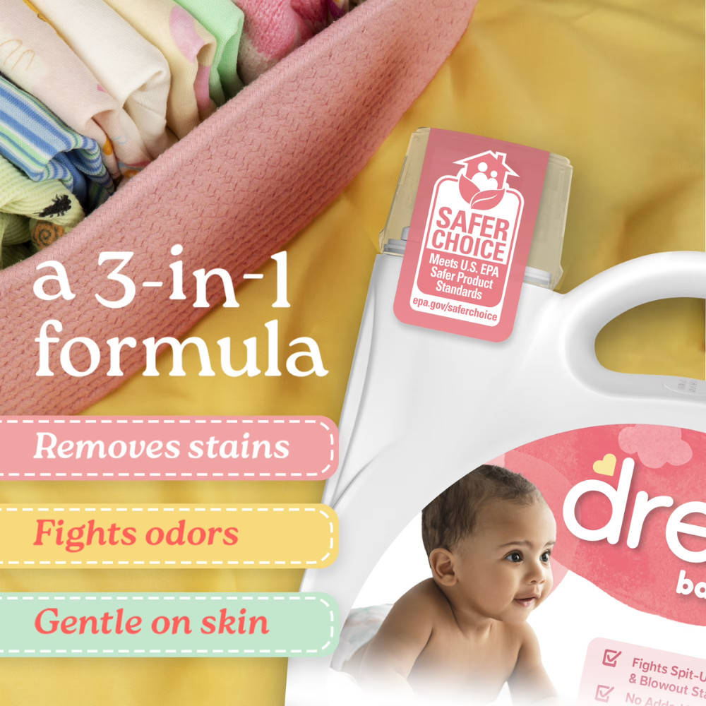 Dreft Newborn Baby Liquid Laundry Detergent Sensitive Skin HE, 105 fl oz 80Loads