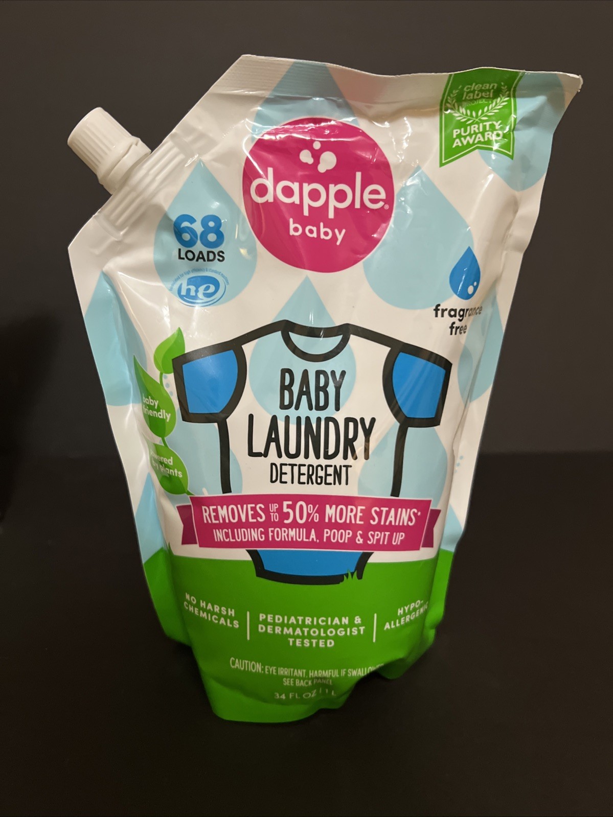 3 Dapple Baby Laundry Detergent – Fragrance Free – 34oz Each