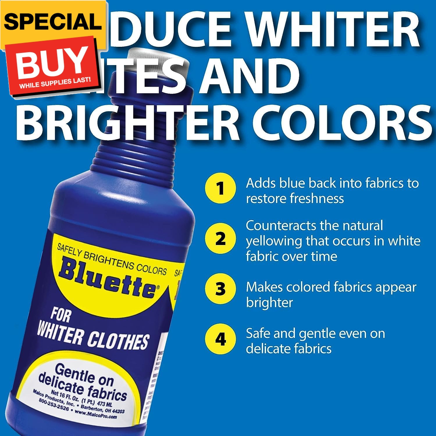 Laundry Bluing (2 Pack) – Laundry Detergent Whitener/Safe & Gentle For Delicate