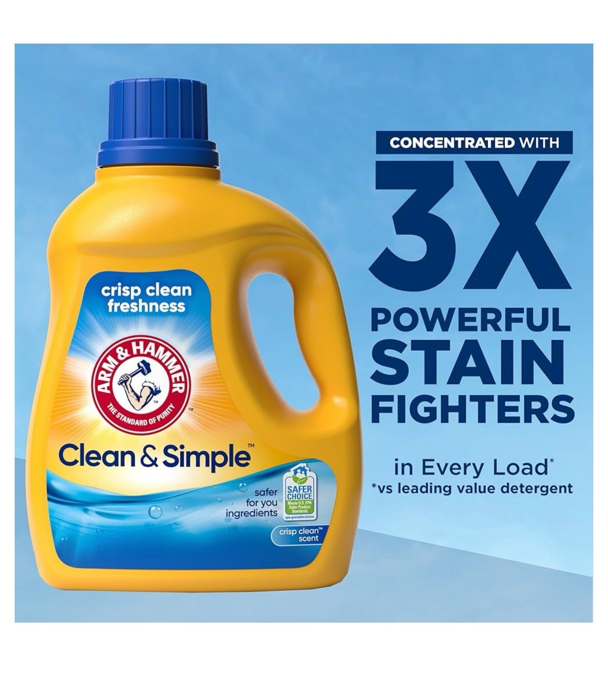 ARM & HAMMER Clean & Simple💧77 Loads Liquid Laundry Detergent, 100.5 Fl oz