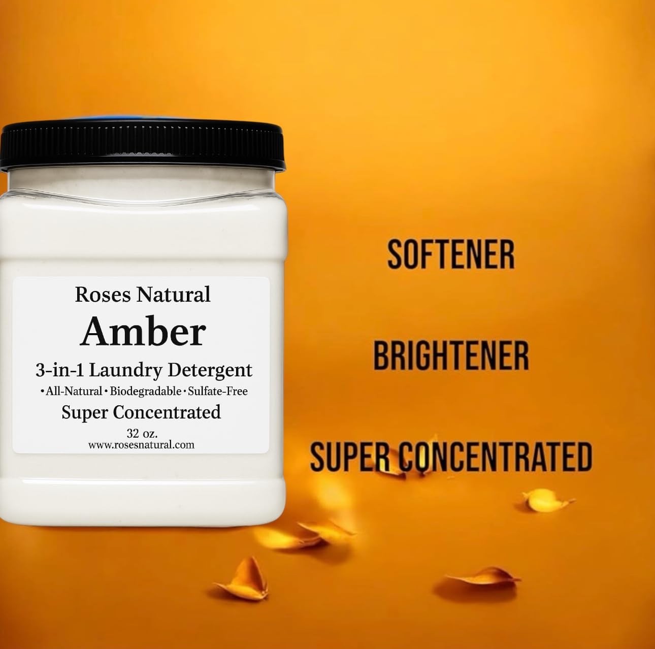 Amber 3-in-1 Laundry Detergent, 32 oz, All-Natural, Sulfate-Free, HE Safe