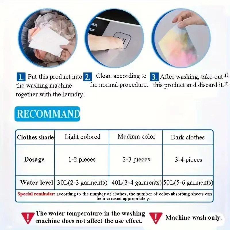 50Color Dye-Resistant Cloth for Laundry，No Chemical Composition，Mixed Laundry An