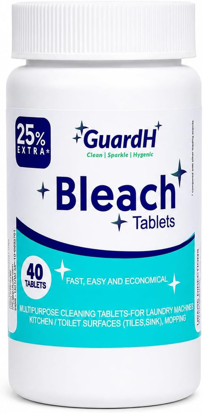 Bleach Tablets for Laundry & Household Cleaning – 40 Count Fast Dissolving Bleac