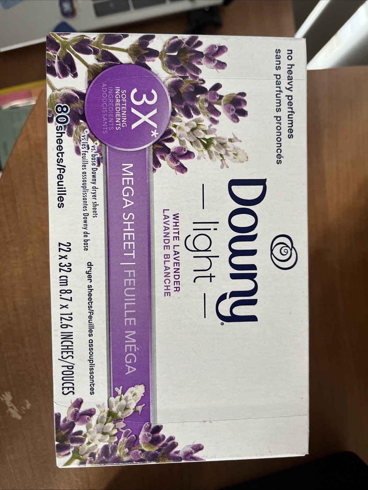 Downy LIGHT No Heavy Perfume LAUNDRY Mega Dryer Sheets WHITE LAVENDER 80ct