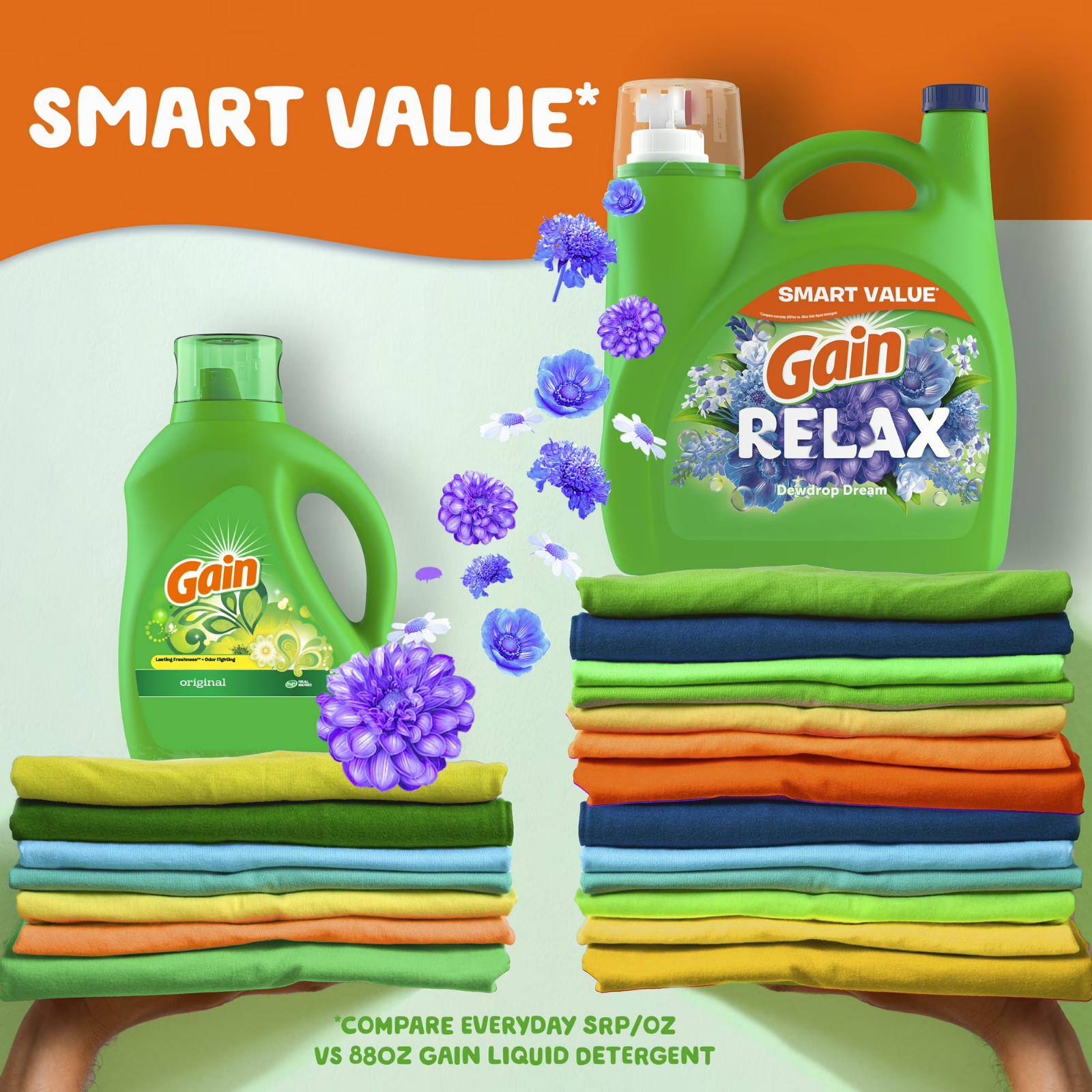 3p Gain Liquid Laundry Detergent, Dewdrop Dream Scent, 154 fl oz, 107 Loads, HE