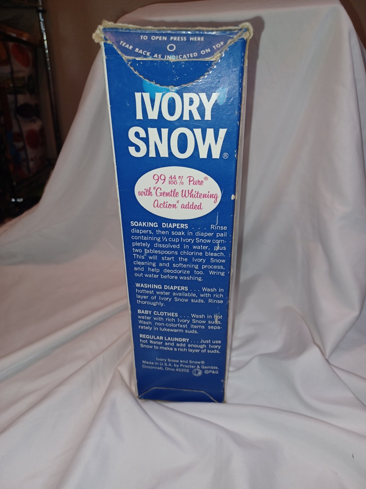 Vintage Ivory Snow Fabric Softener 32 Oz Opened Box. ~25% Remains
