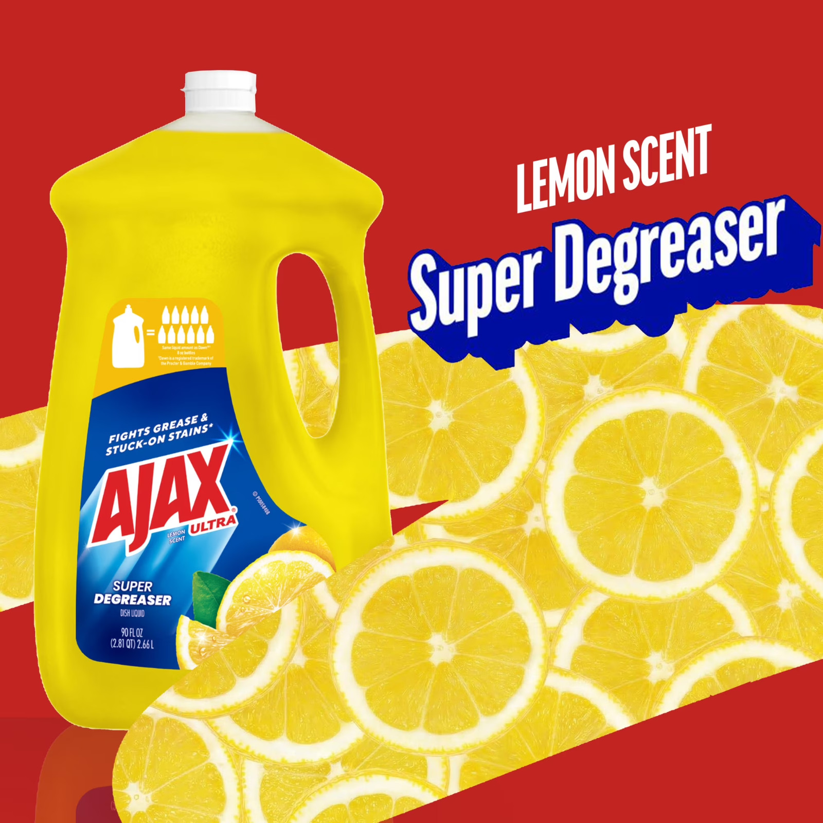 Ajax Ultra Liquid Dish Soap Lemon Scent, Super Degreaser, 90 fl oz Bottle