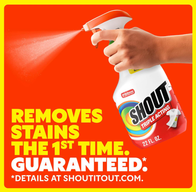Shout Active Enzyme Laundry Stain Remover Spray, Triple-Acting Formula Clings, P