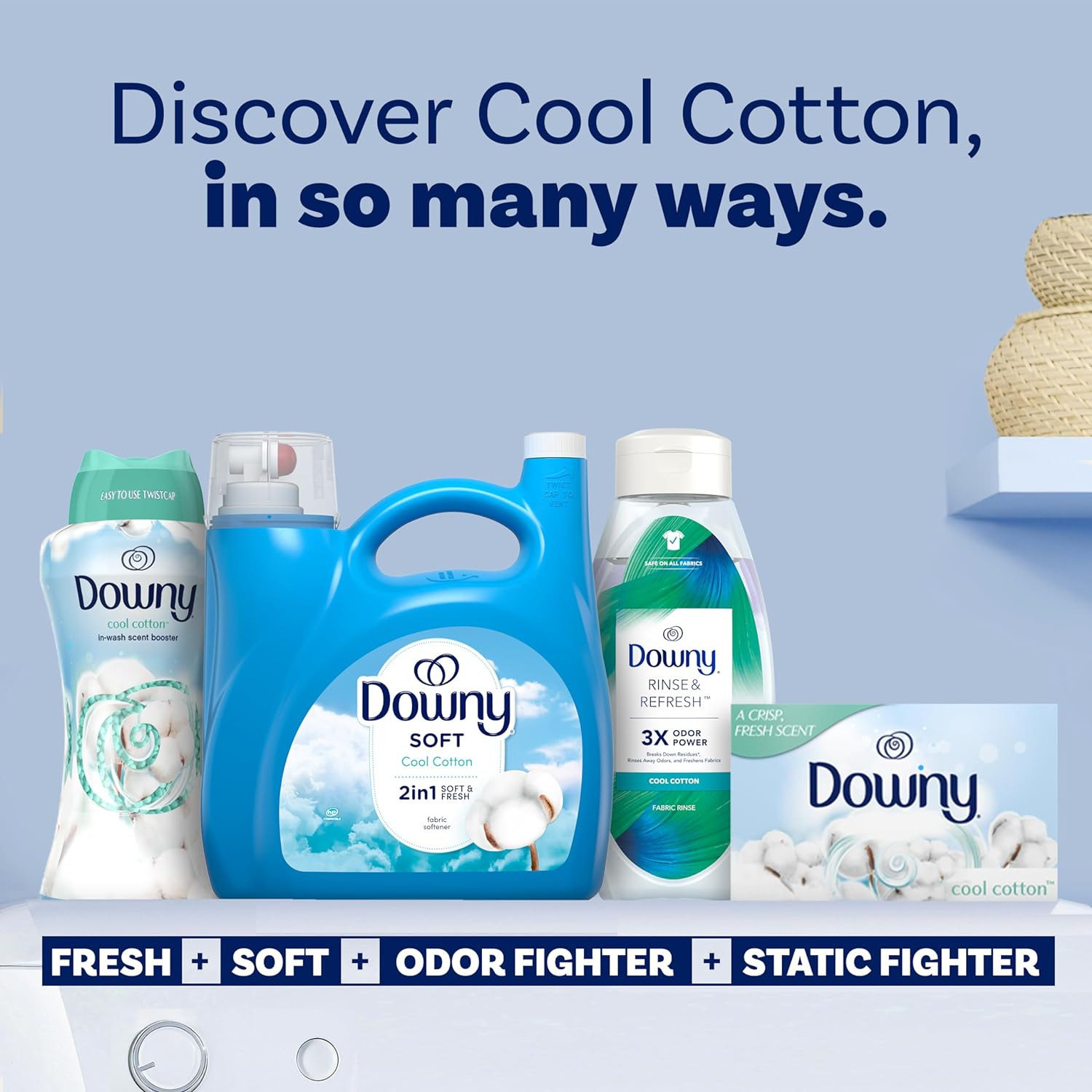 Downy Fabric Softener Liquid, Cool Cotton Scent, 140 Fl Oz, 190 Loads, Downy Fab
