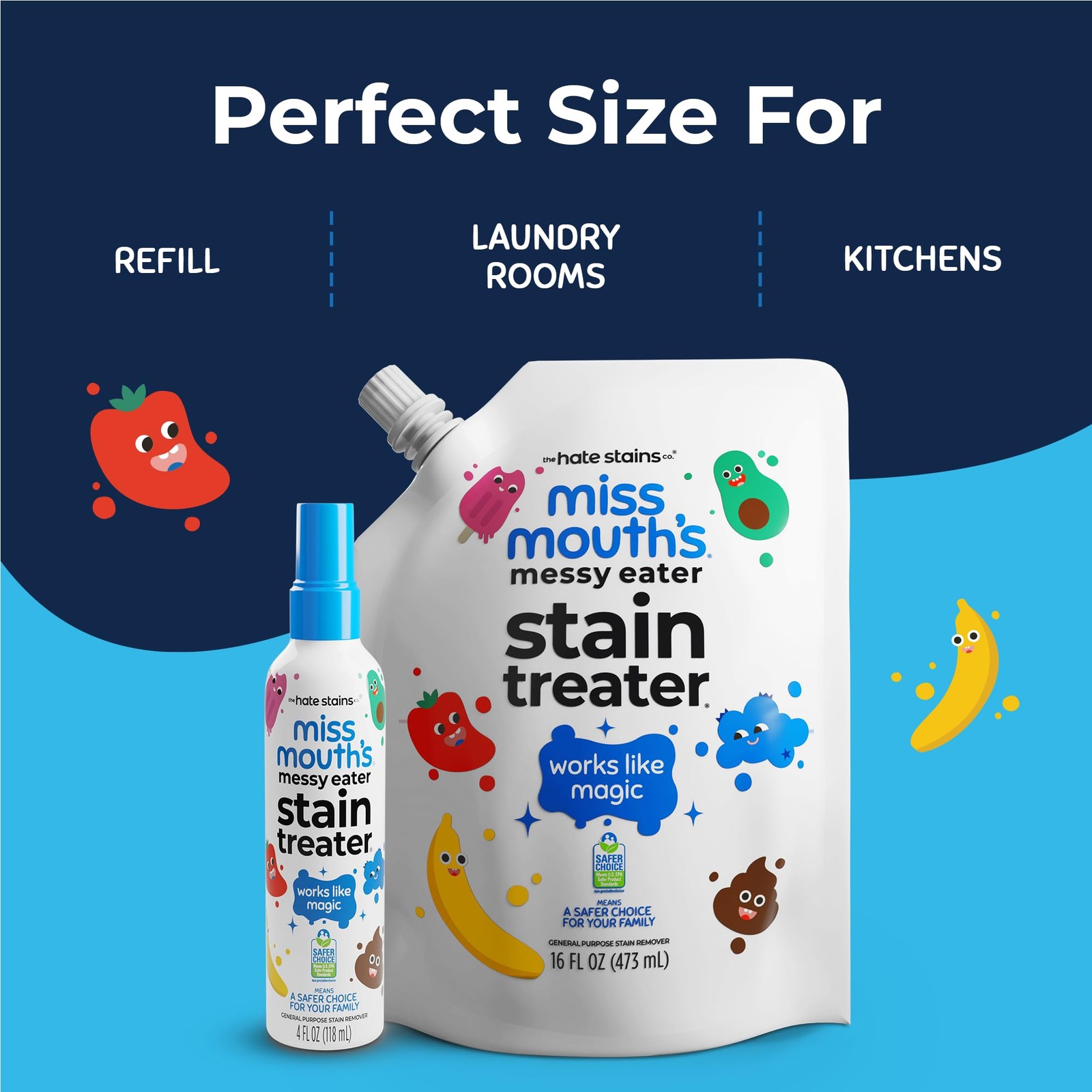 Miss Mouth’s Messy Eater Refill, Laundry Stain Remover, 16 Fl Oz (Pack of 1)