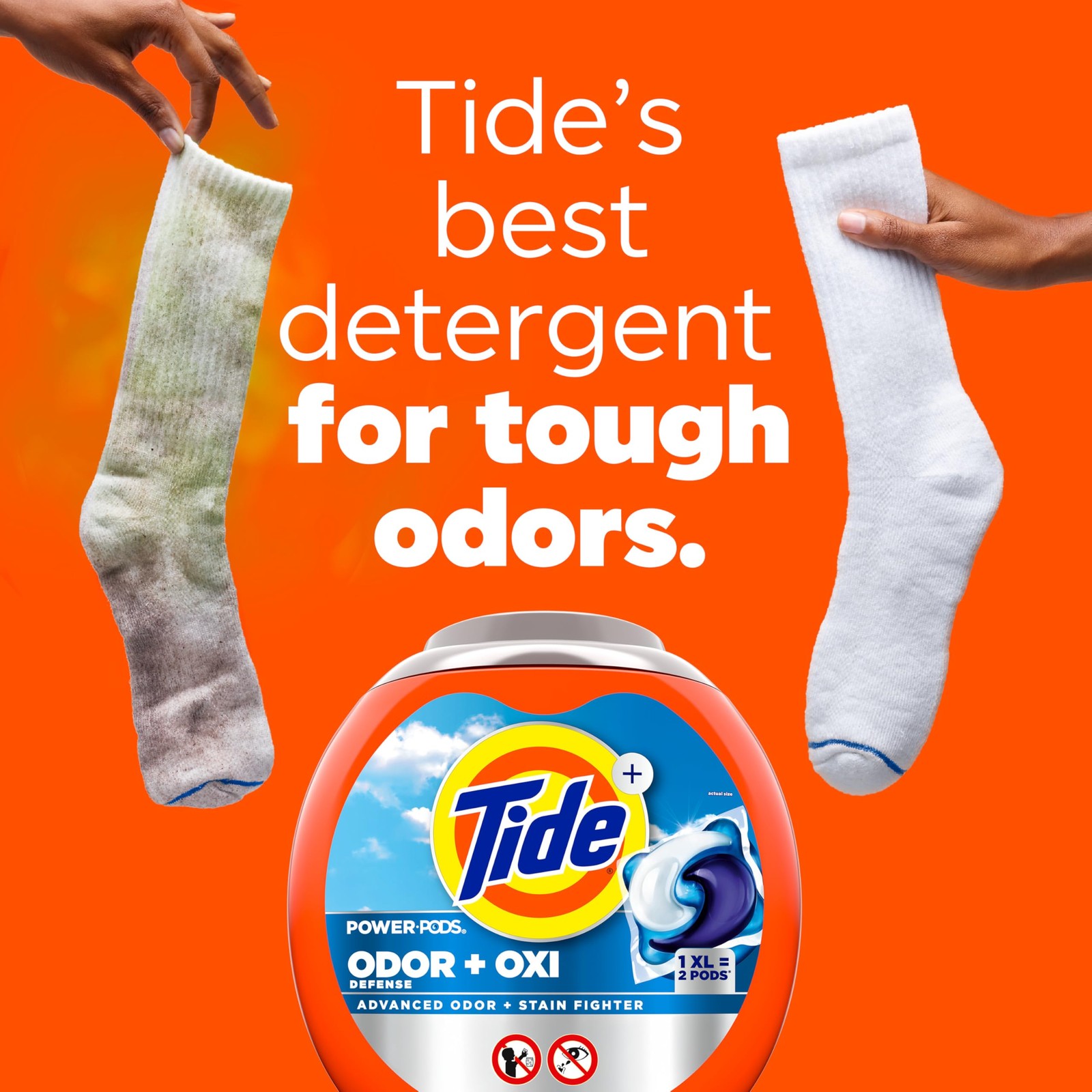 Tide Odor Defense + Oxi Laundry Detergent Pacs, Original 18 Count (Pack of 1)