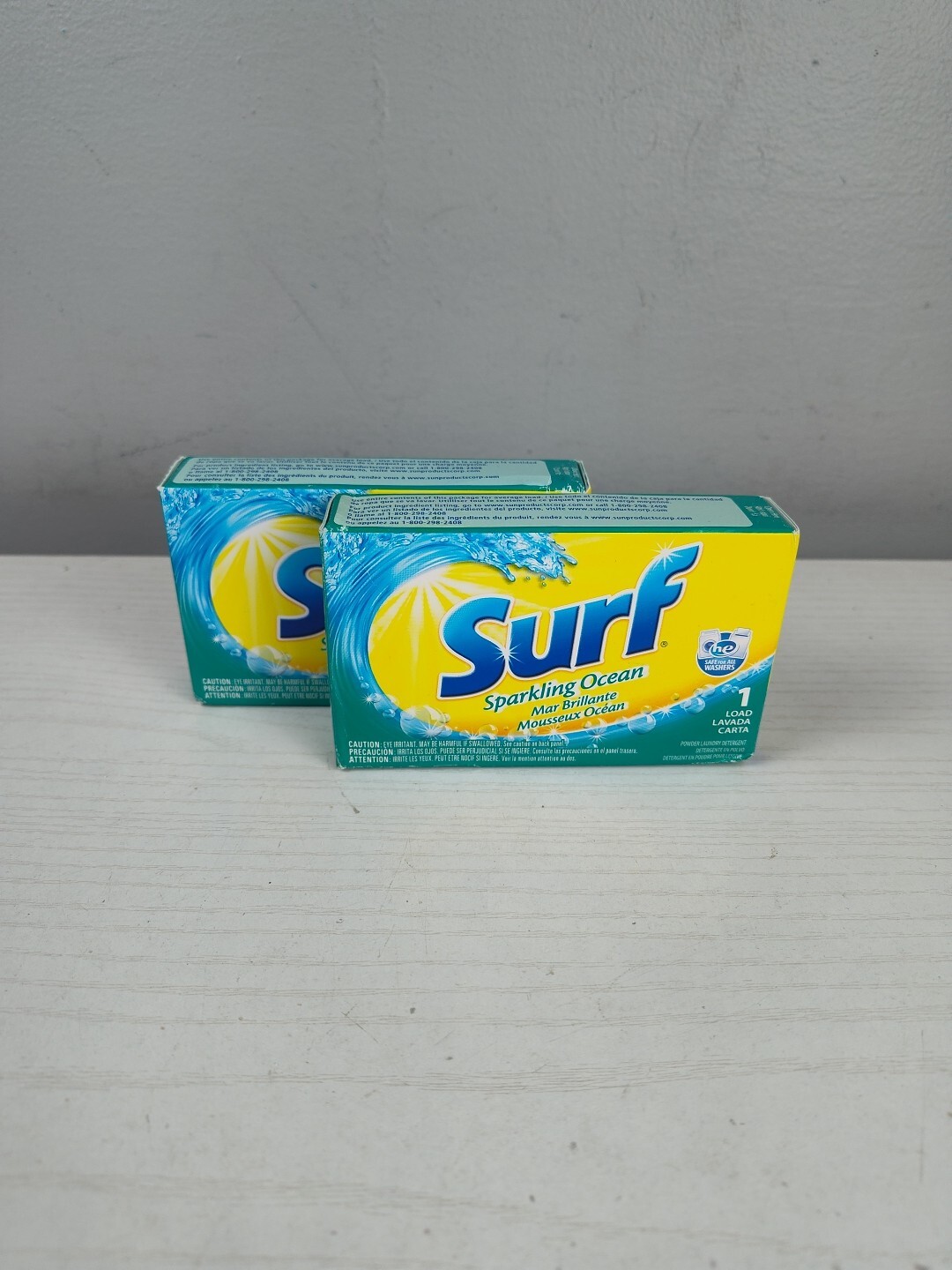 2 Packs Surf Ultra Powder Detergent Single Load Boxes 2 oz Sparkling Ocean