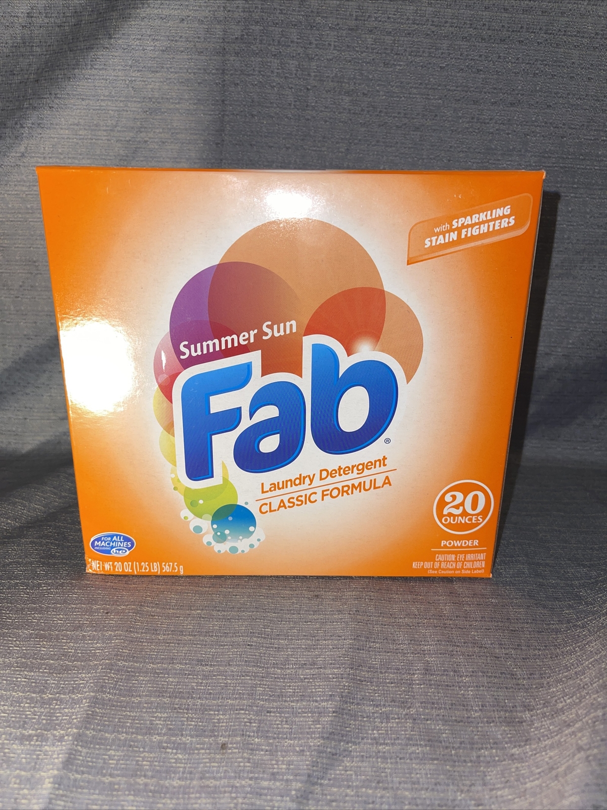 Lot Of 3 20oz Box Fab Summer Sun Laundry Detergent with Sparkling Stain Fighters