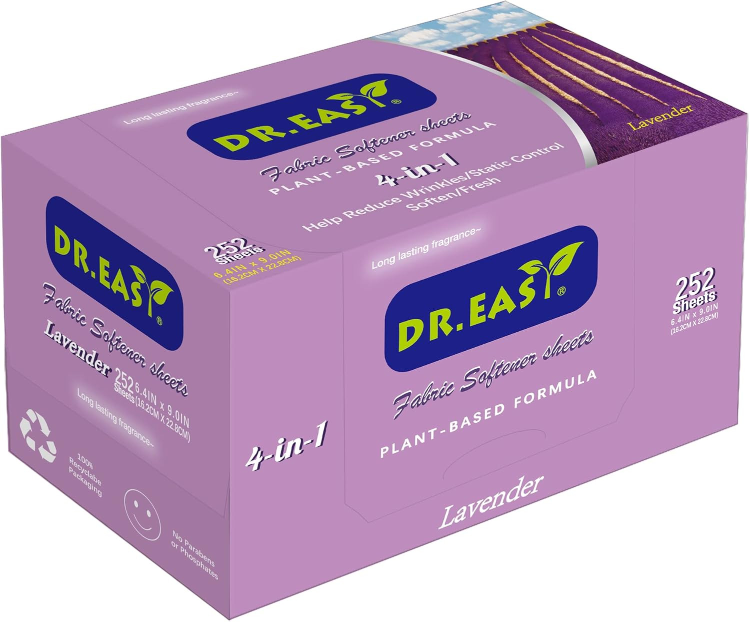 DR.EASY Dryer Sheets Plant Based Formula 252 Ct Fabric Softener Sheets for Laund