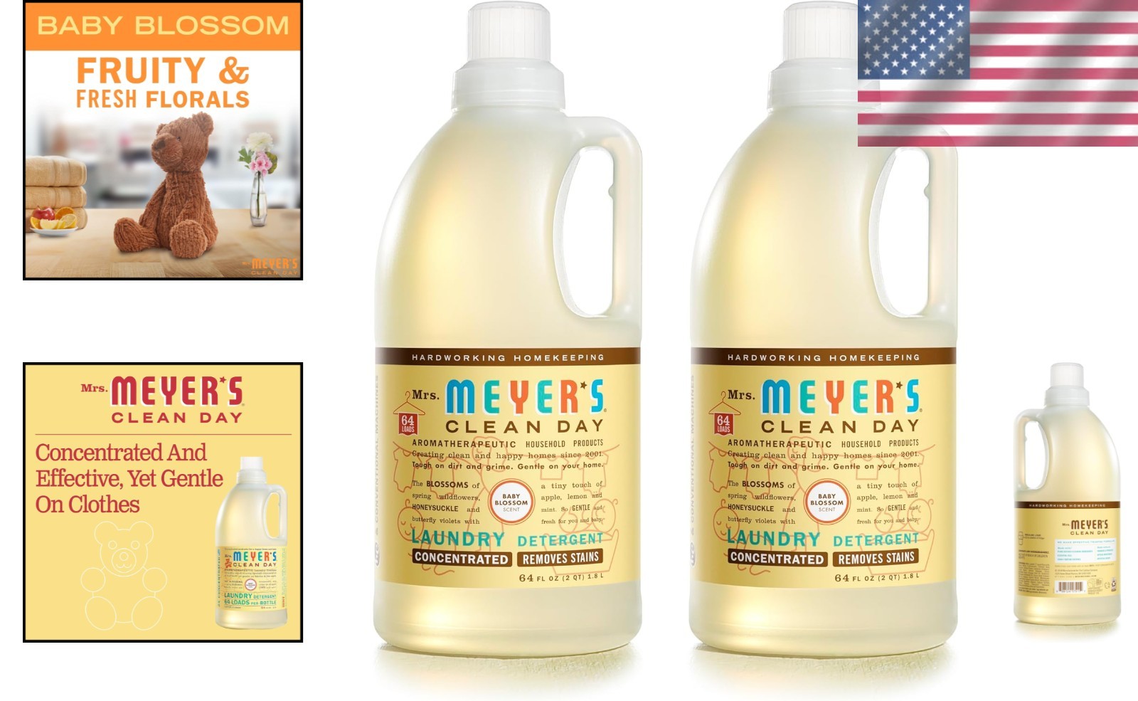 Mrs. Meyer’s Clean Day Baby Laundry Detergent Liquid, 64oz, Pack of 2 – Gentl…