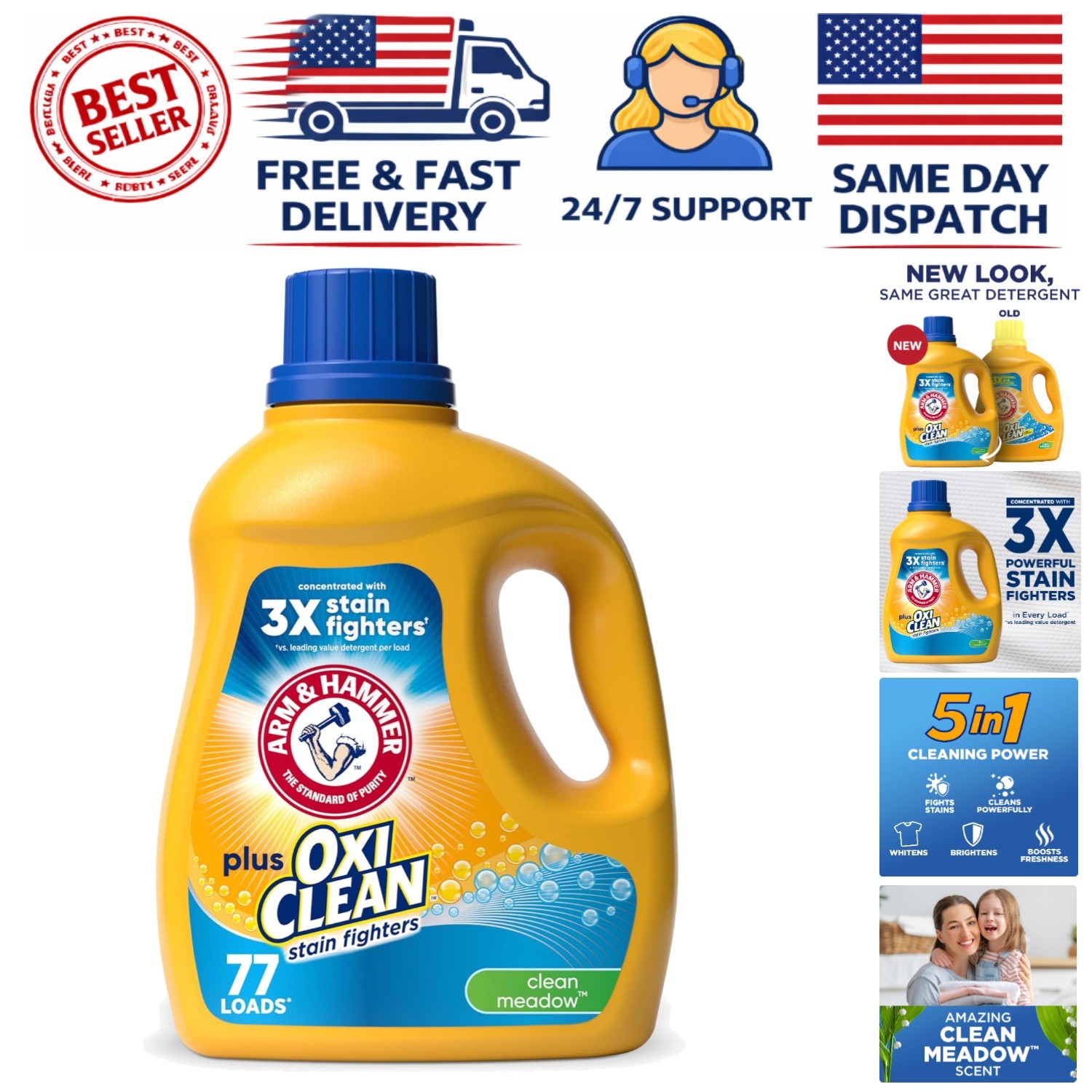 77 Loads of Freshness: Plus OxiClean Clean Meadow Liquid Detergent, 100.5 Fl Oz