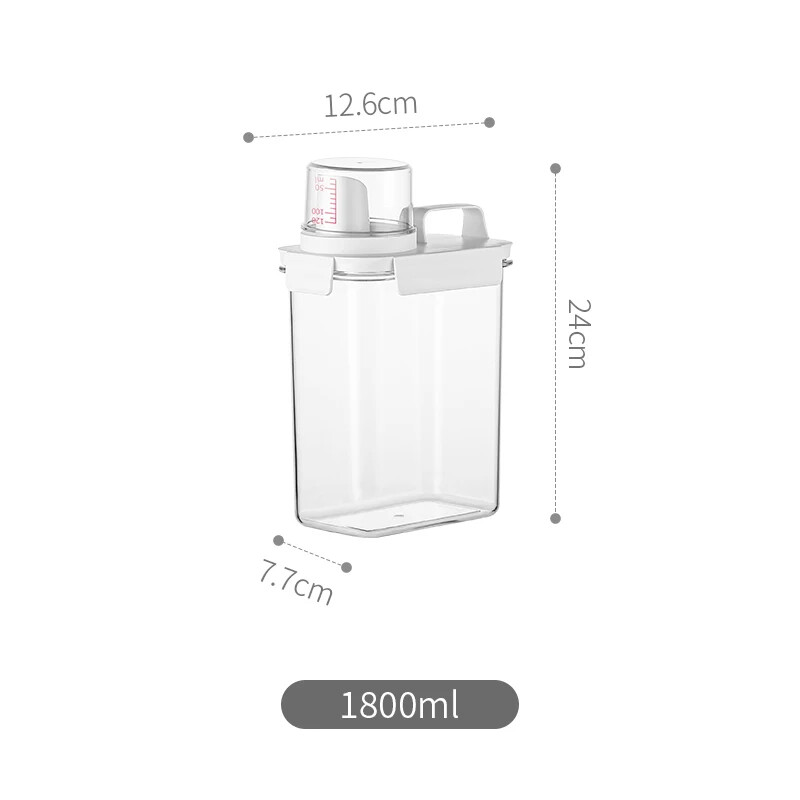 Airtight Laundry Detergent Dispenser w/ Measuring Cup – 1.8L/2.3L Storage Jug