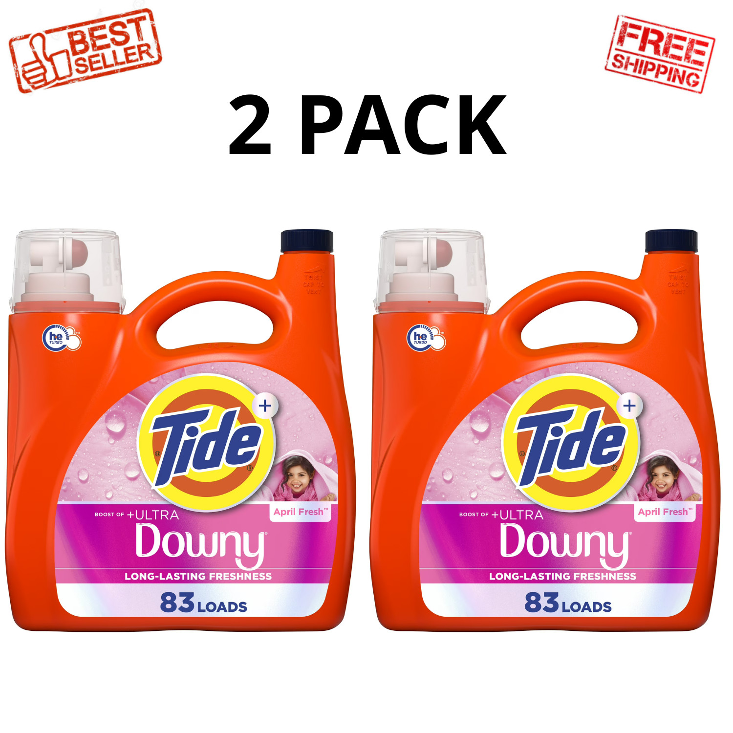 Tide Plus Ultra Downy Liquid Laundry Detergent April Fresh 117 fl oz 83 , 2 Pack