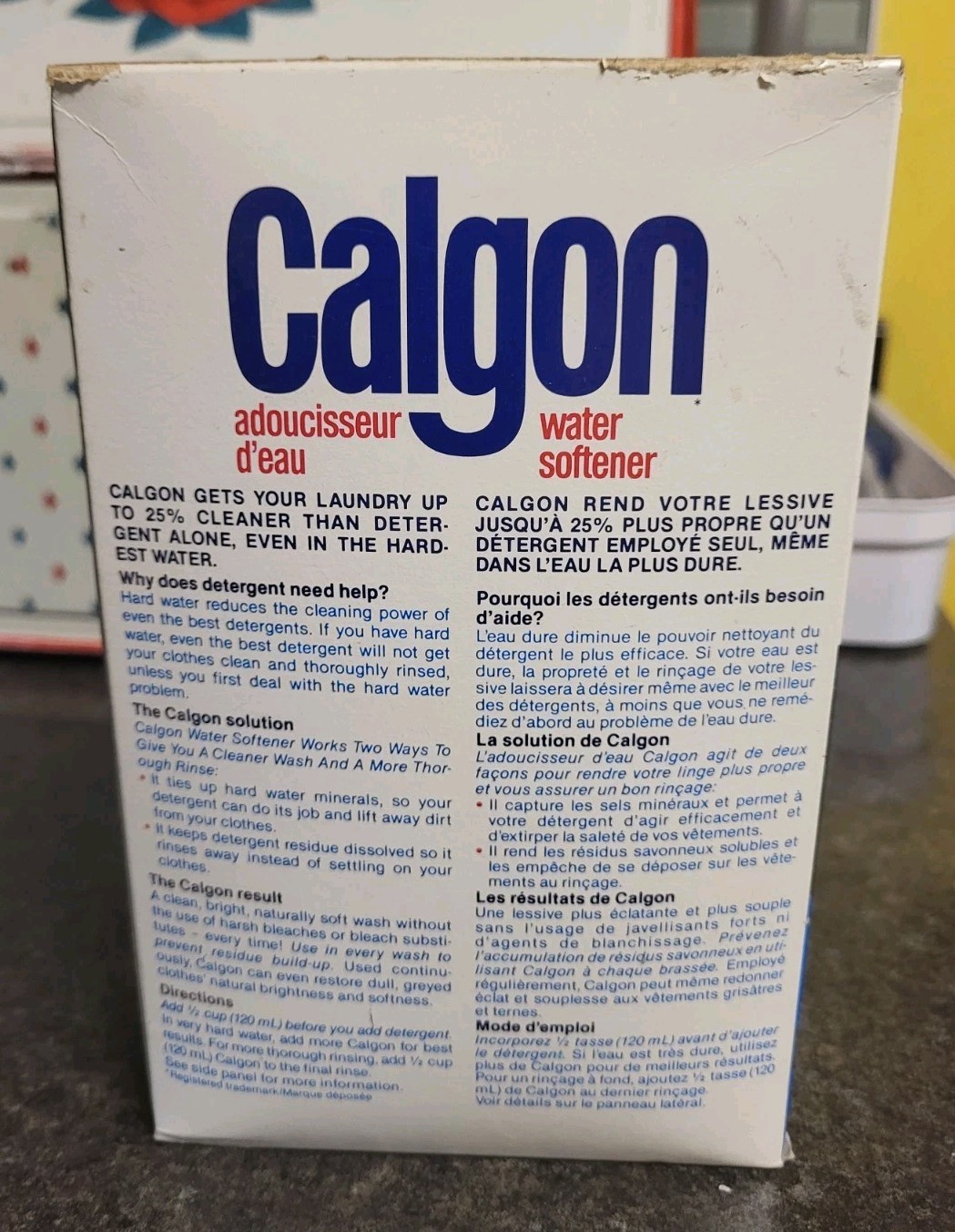 Vintage Calgon Laundry Water Softener 16Oz Box NEVER OPENED SEALED 1980s CANADA