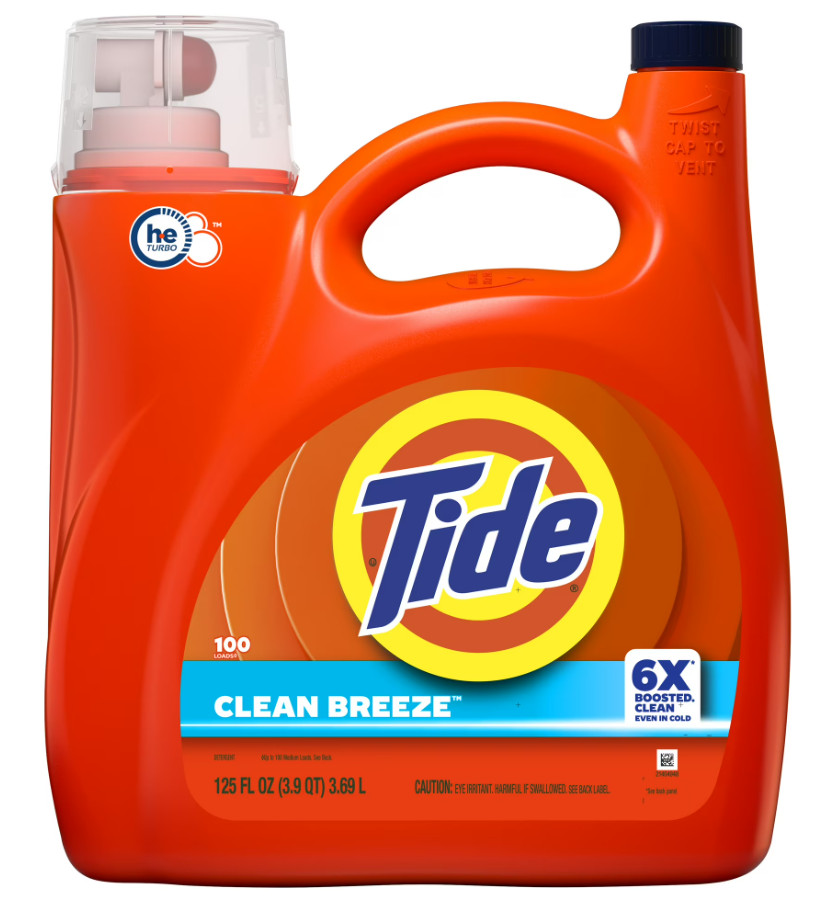Tide with 6X Boosted Cleaning Power, Clean Breeze 125 fl oz 100 Loads