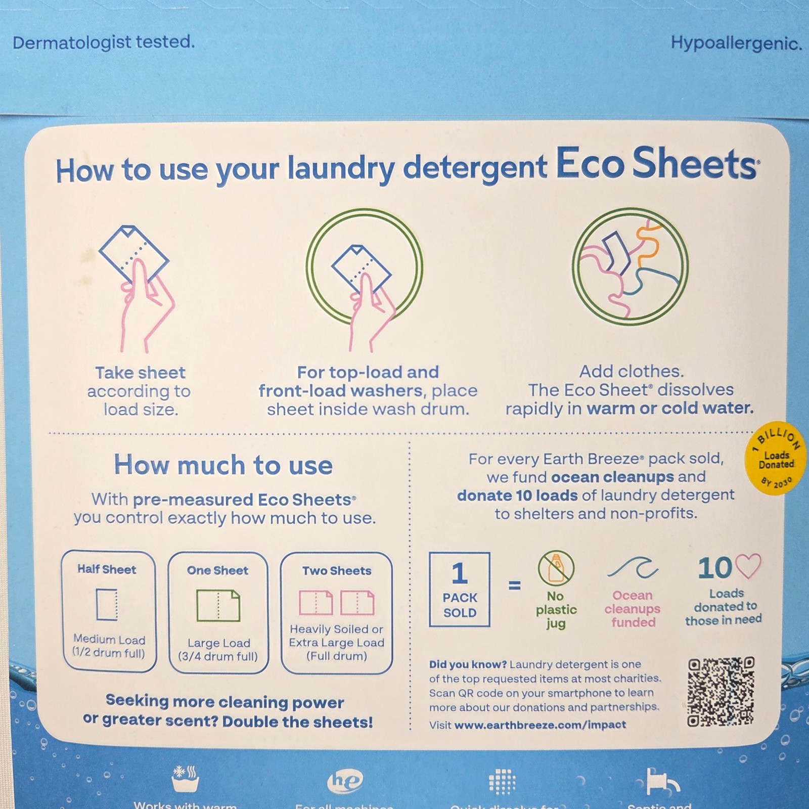 Earth Breeze Laundry Detergent Sheets Fresh Scent 32ct up to 64 Loads