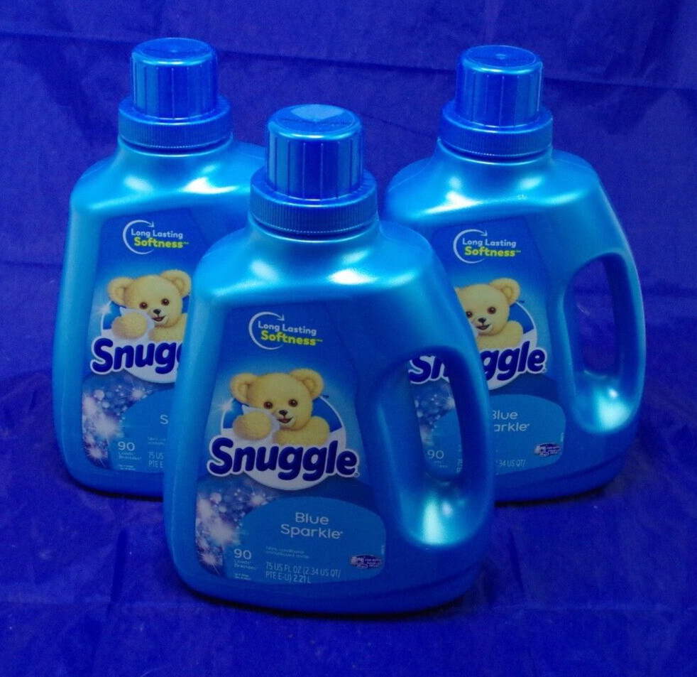 3 Pack of Snuggle Fabric Softener Liquid, Blue Sparkle, 75 Ounce, 90 Loads