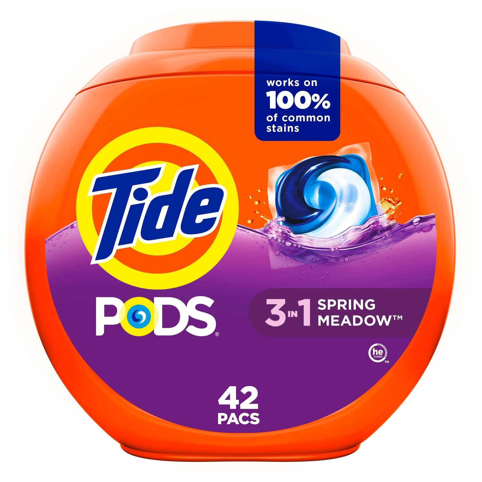 Tide, Pods laundry detergent pacs, 3-in-1 42 Count (Pack of 1), Multicolor