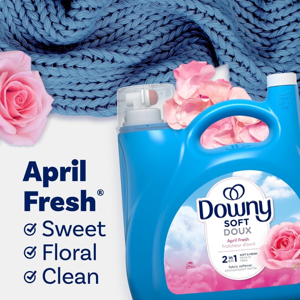 140 fl oz, 190 Loads, Downy Ultra Laundry Liquid Fabric Softener, April Fresh