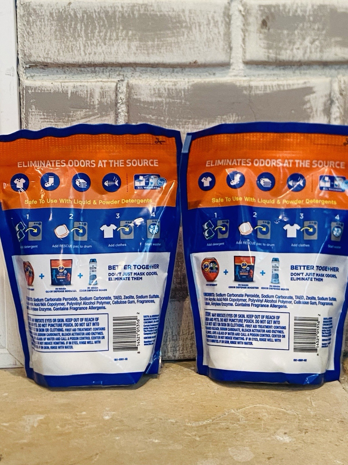 Tide Odor Rescue In Wash Laundry Booster Pacs 18 Count Fresh Scent Pods Lot of 2