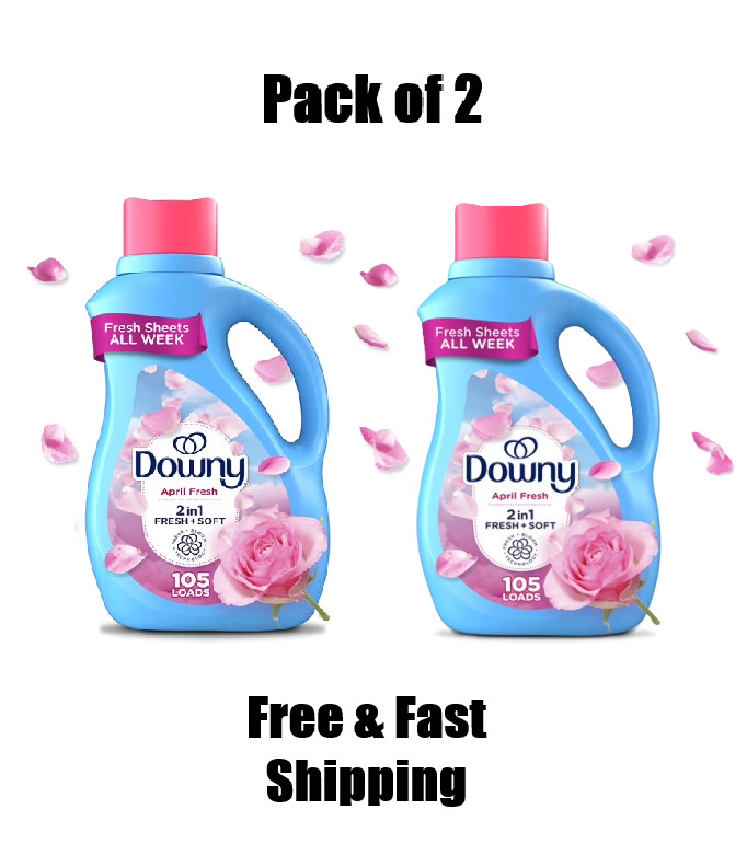 Downy April Fresh Fabric Softener 77 Fl Oz 125 Loads 2 in 1 Long Lasting 2 Pack