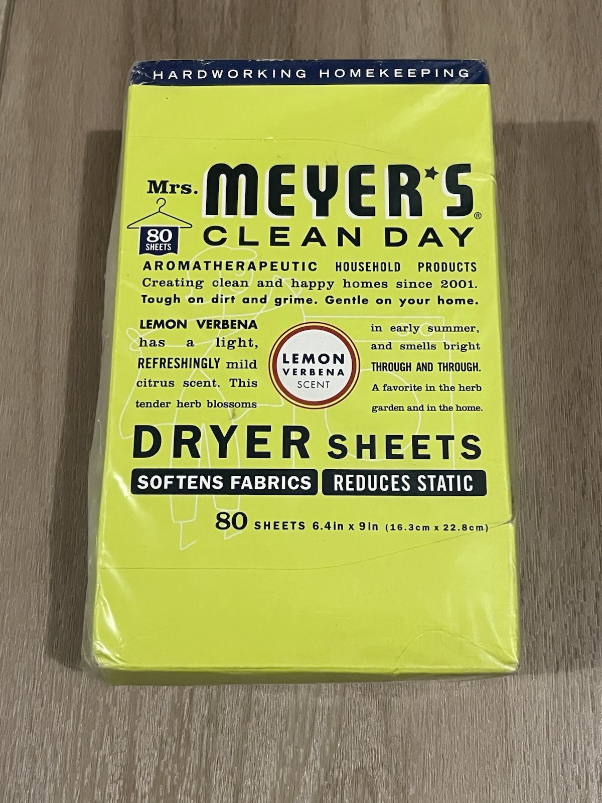 1 Mrs. Meyer’s Clean Day Dryer Sheets LEMON VERBENA 80 Per Box Softens Fabrics