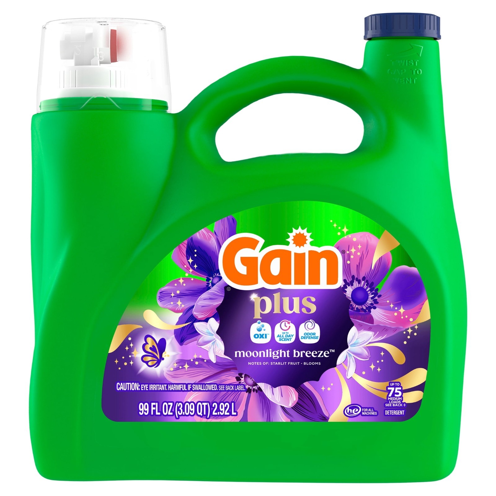 3 PK Gain Plus Liquid Laundry Detergent Oxi Moonlight Breeze, 99 fl oz, 75 Loads