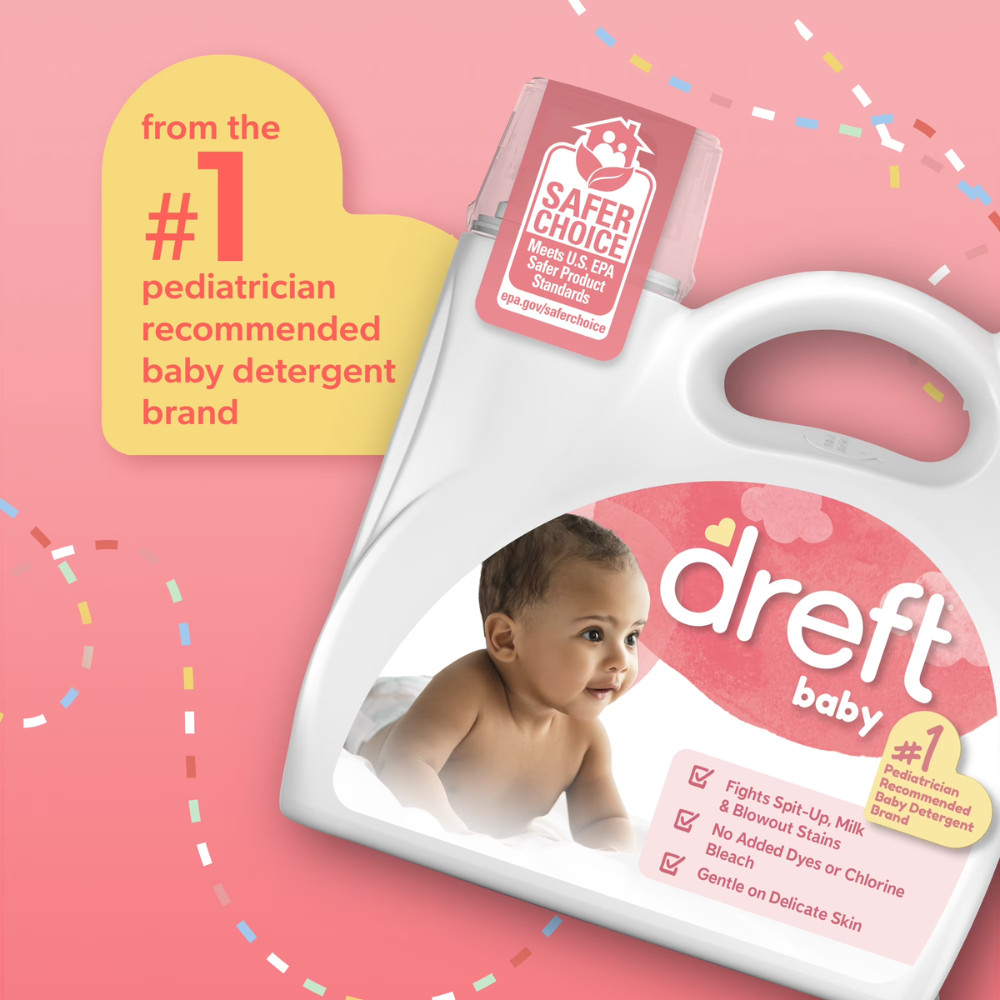 Dreft Newborn Baby Liquid Laundry Detergent Sensitive Skin HE, 105 fl oz 80Loads