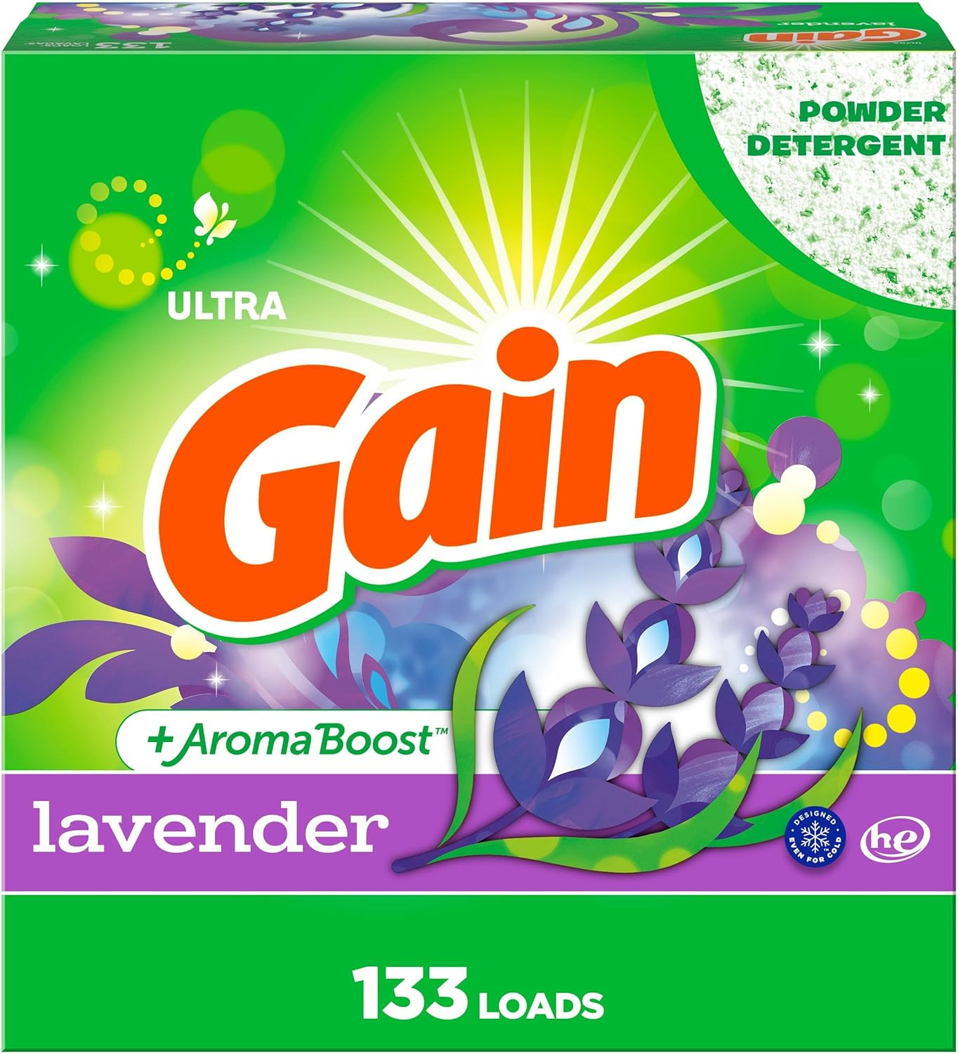Powder Laundry Detergent, Lavender Scent, 133 Loads, 123 OZ