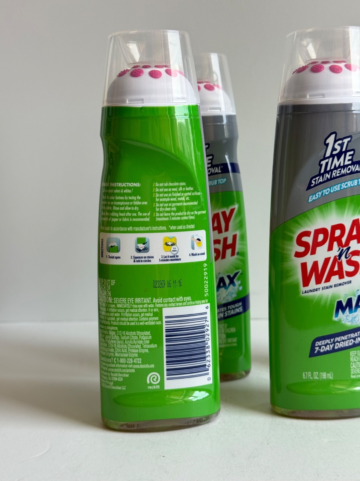 (4) Spray n Wash Max Laundry Stain Remover Gel Stick, Easy To Use, Scrub Top