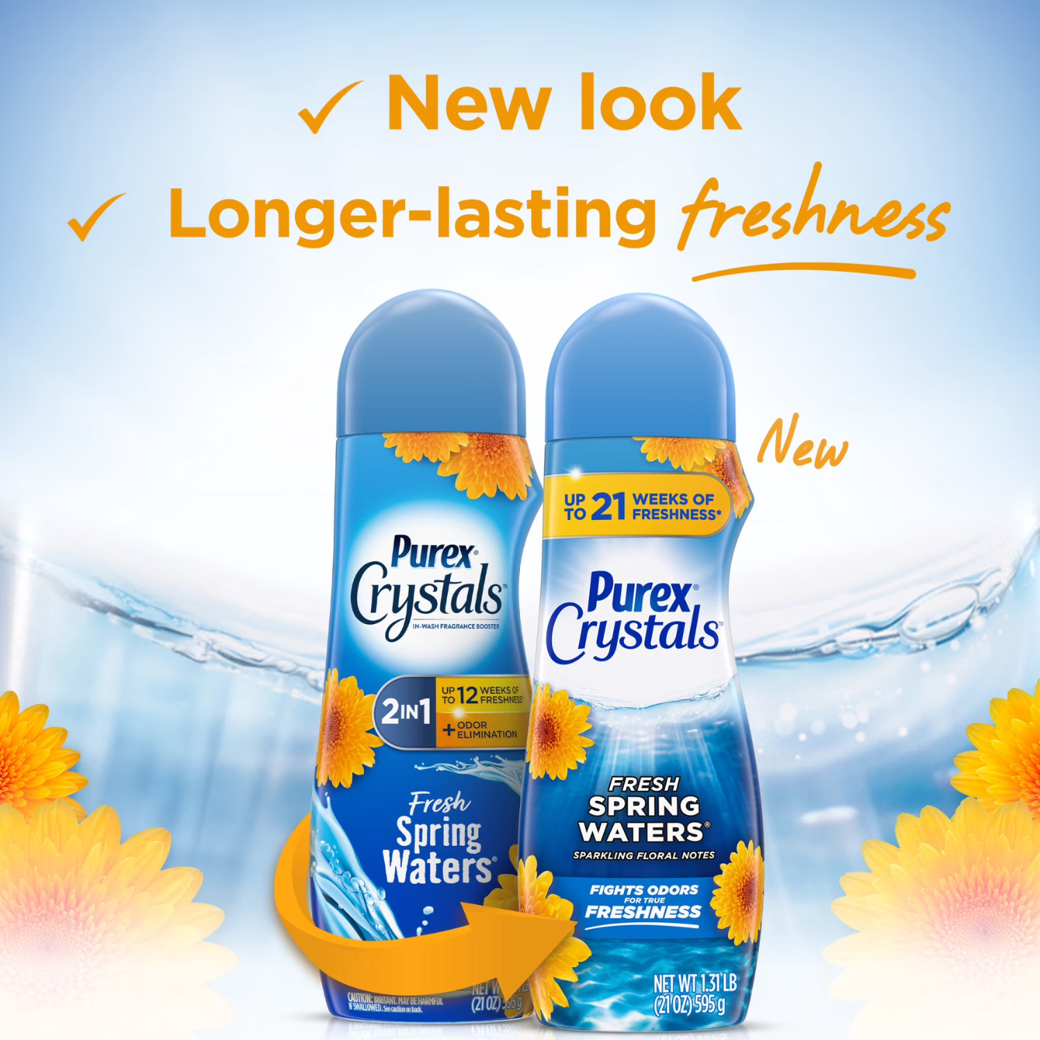 Purex Crystals Fresh Spring Waters 39oz Laundry Scent Booster In Wash, 4 Pack