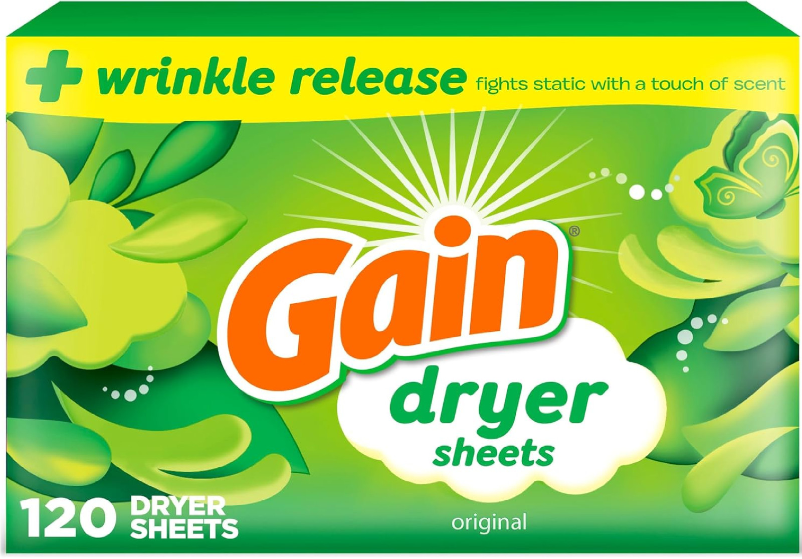 Gain Original Dryer Sheets, 120 Count