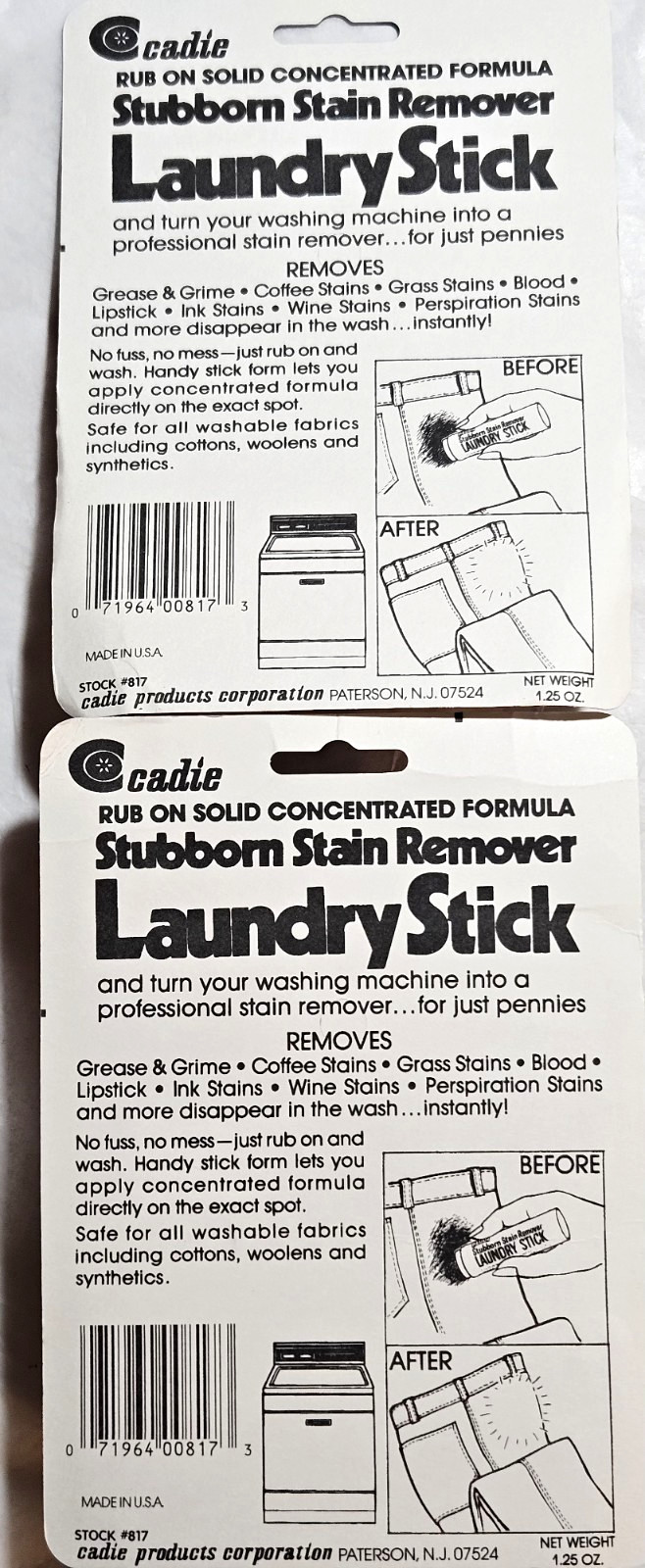 Cadie Concentrated Stubborn Stain Remover Laundry Sticks~ Set of TWO~2~TWO