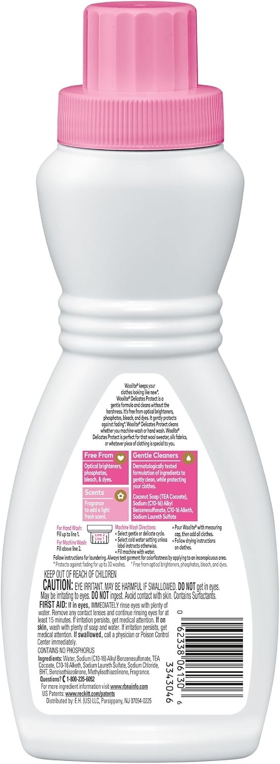 Woolite Delicates Hypoallergenic Liquid Laundry Detergent, 8 Loads, 16oz, Hand